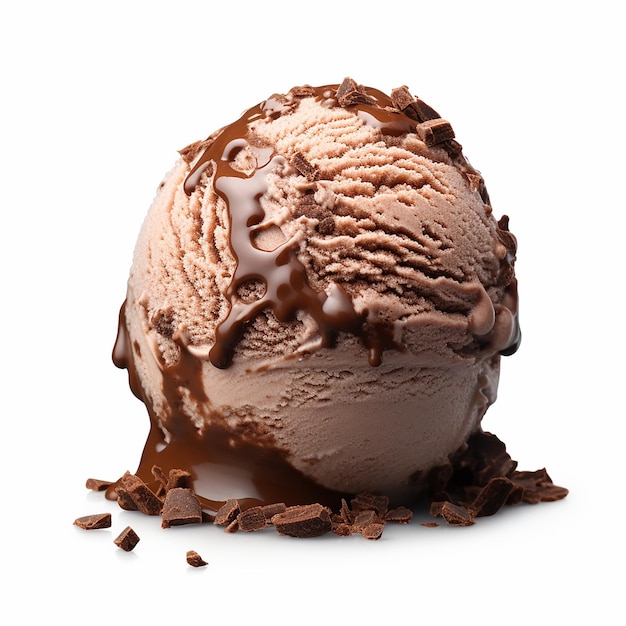 Bola de gelado de chocolate isolada