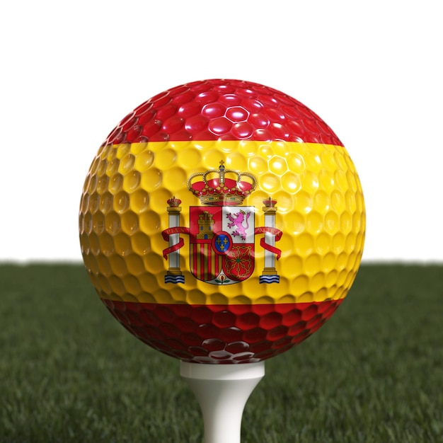 Bola de golfe com a bandeira da Espanha