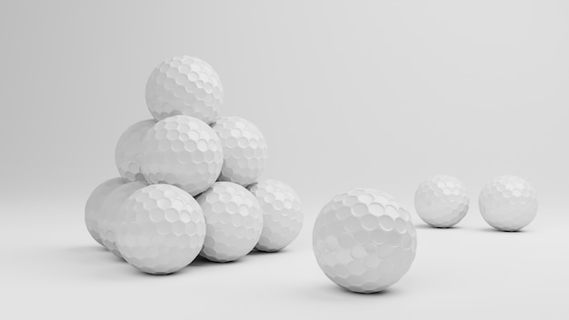 Bola de golfe de renderização 3d em fundo branco