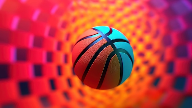 Bola de jogo de basquete na cesta Generative ai