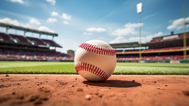 Bola de jogo de beisebol em um campo