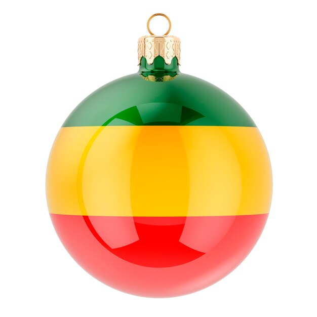 Foto bola de natal com bandeira rastafari em 3d