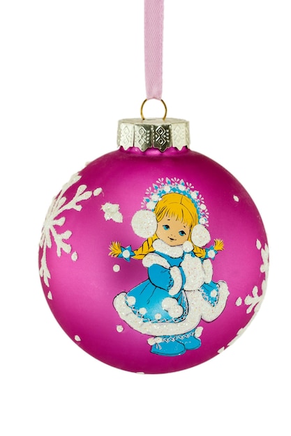 Bola de Natal com padrão de Snow Maiden isolado no fundo branco