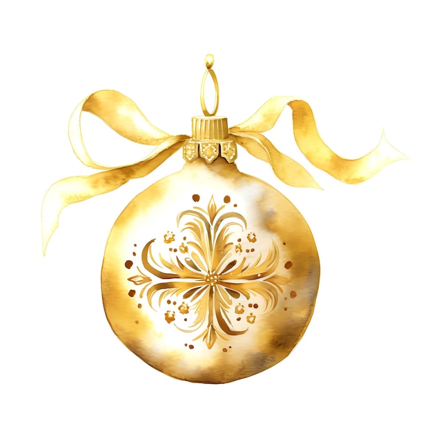 Bola de Natal de aquarela Clipart AI gerada