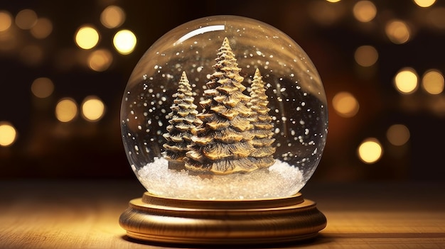 Bola de natal de cristal com pinheiros dentro
