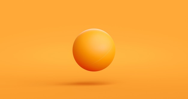 Bola de pingue-pongue de lazer laranja ou equipamento de jogo de esporte de tênis de mesa no fundo de pingue-pongue com objeto de esfera de campeonato de recreação. Renderização 3D.