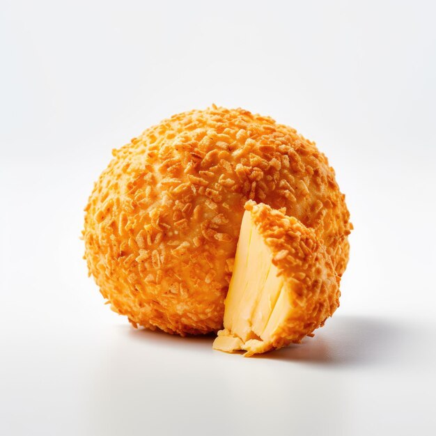 Bola de queijo crocante isolada em fundo branco