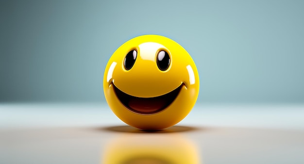 Bola de sorriso amarelo feliz 3D com fundo simples