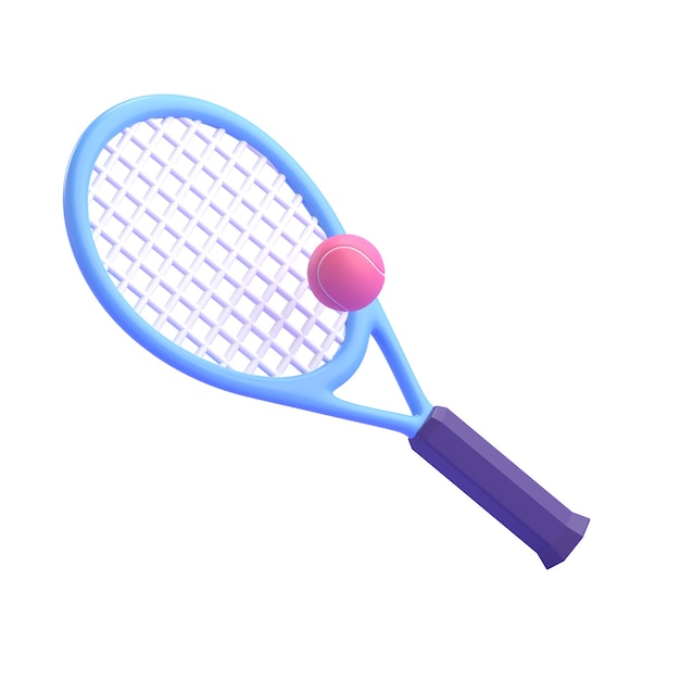 BOLA DE TÊNIS E RACKET 3D RENDER