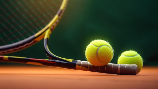 Bola de tênis e raquete Generative AI