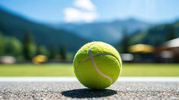 Foto bola de tênis na quadra de tênis