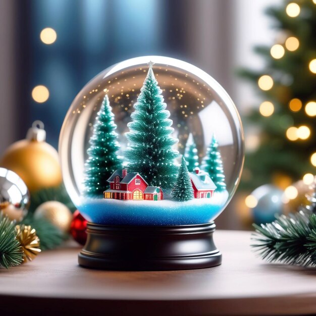Bola de vidro de Natal com lanternas e árvores de Natal 43