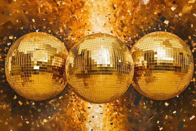 Una bola de discoteca dorada y negra con las palabras disco en ella