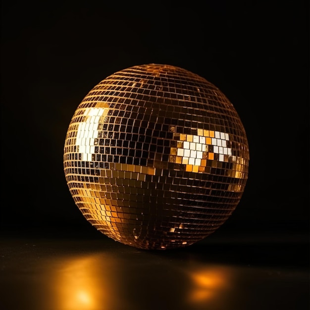 Una bola de discoteca con la palabra disco.