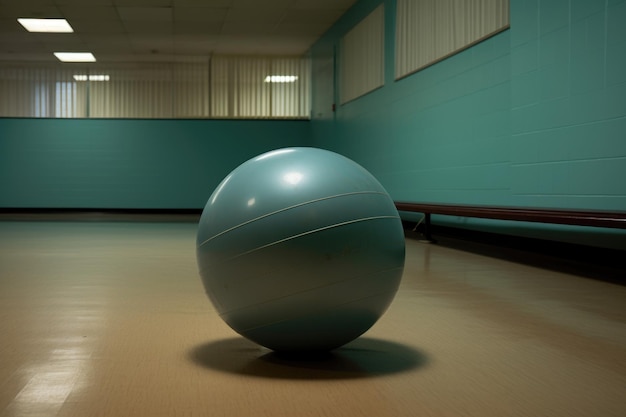 Bola de ejercicio en una sala de entrenamiento vacía