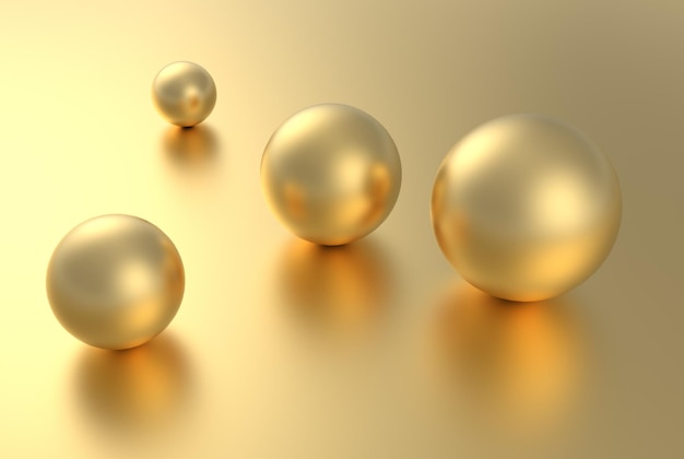 Bola de esfera dorada sobre fondo dorado con renderizado 3D de reflexión