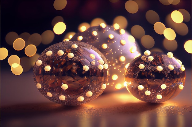 Bola feliz natal 3d render fundo bokeh