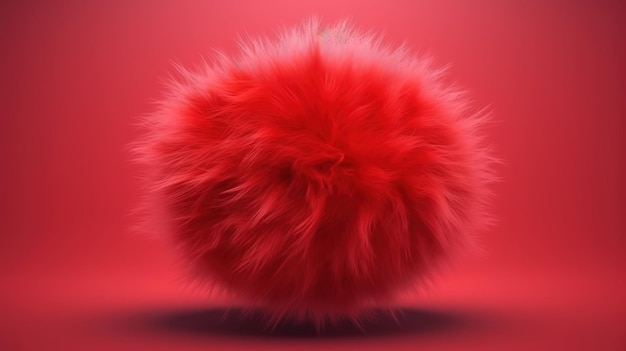 Bola fofa esfera vermelha peluda Generative AI
