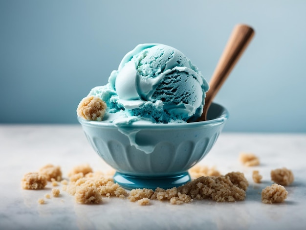 Una bola de fotografía de comida con helado de menta.