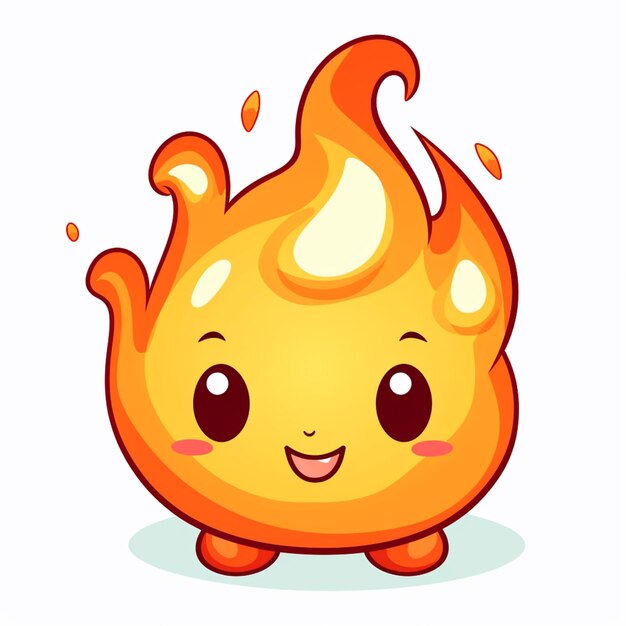 bola de fuego de dibujos animados con una cara feliz y ojos generativos ai