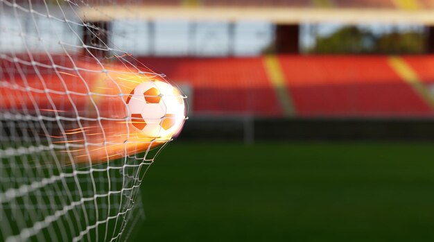 Foto la bola de fuego golpeó la red con la fuerza del disparo.