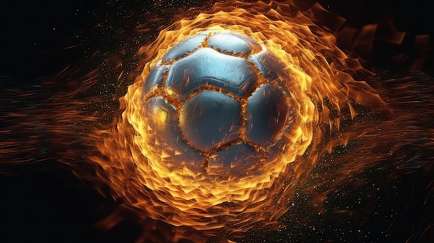 Foto una bola de fuego con la palabra fútbol