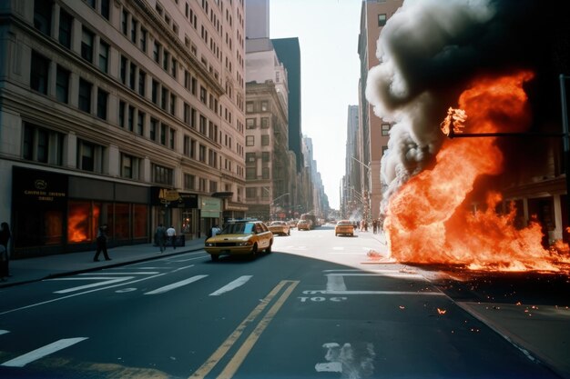 Una bola de fuego que ha estado ardiendo en la calle.