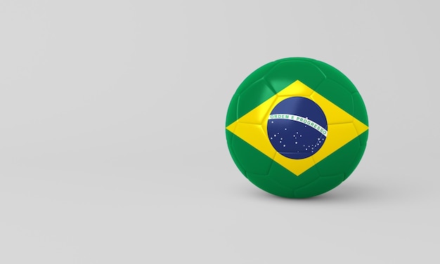 Bola de fútbol con bandera brasileña aislada sobre un fondo blanco