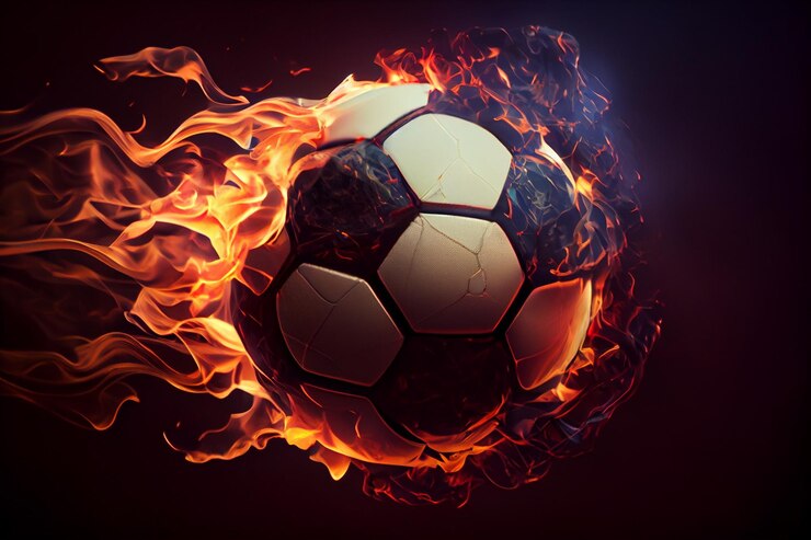 Bola de fútbol en llamas generativa ai