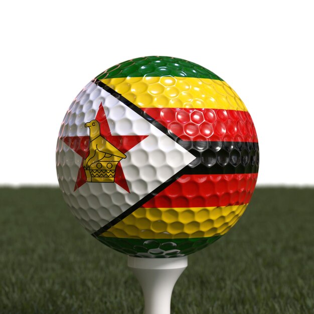 Bola de golf con la bandera de Zimbabue