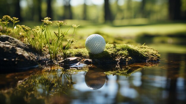 Bola de golf en el campo de golf