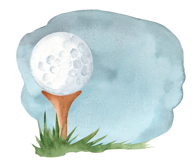 Foto bola de golf ilustración dibujada a mano en acuarela de un deporte plantilla para el diseño con espacio libre para el texto