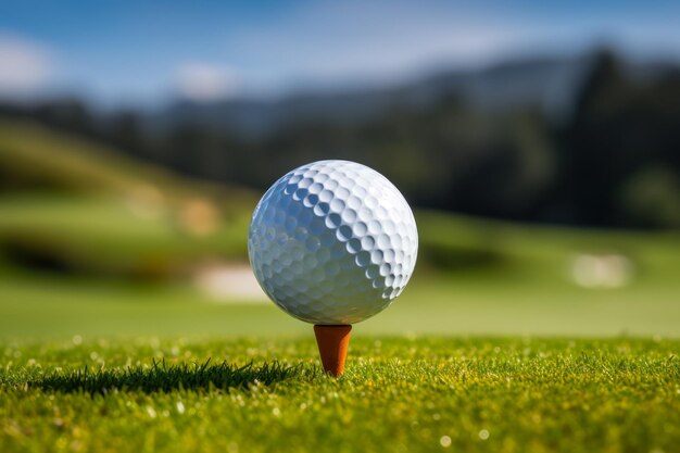 Foto bola de golf en el tee en el campo soleado