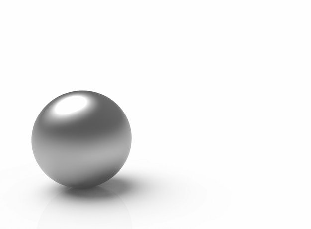 Una bola gris de la esfera del metal del color gris en fondo gris claro del espacio de la copia.