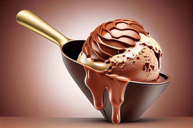 Bola de helado de chocolate Generative Ai