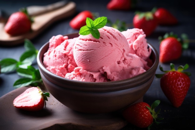 La bola de helado rosa genera Ai