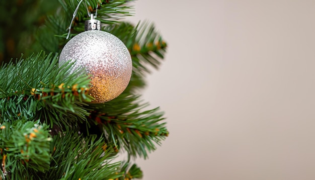 Bola de Navidad para el árbol de Navidad Primer plano de la decoración navideña Año Nuevo y fondo de Navidad