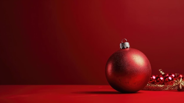 Una bola de navidad roja con la palabra navidad en ella