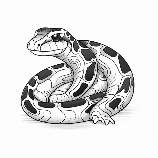 Foto bola negra pastel python encantador arte encanto libro de colorear plano arte de línea kawaii