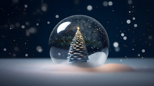 Una bola de nieve con un árbol de navidad dentro