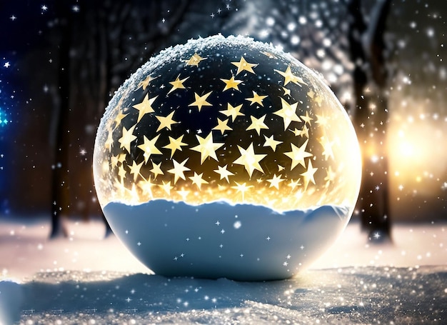 Una bola de nieve con estrellas