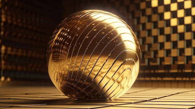 Una bola de oro sobre una mesa con la palabra oro