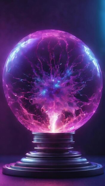 Foto bola de plasma mágica en colores azul y púrpura ilustración 3d