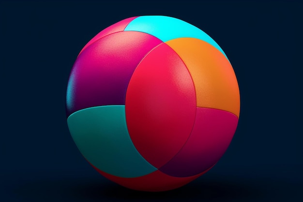 Bola de playa colorida en fondo oscuro Ilustración de renderizado 3D