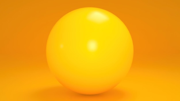 Bola redonda tridimensional com fundo amarelo