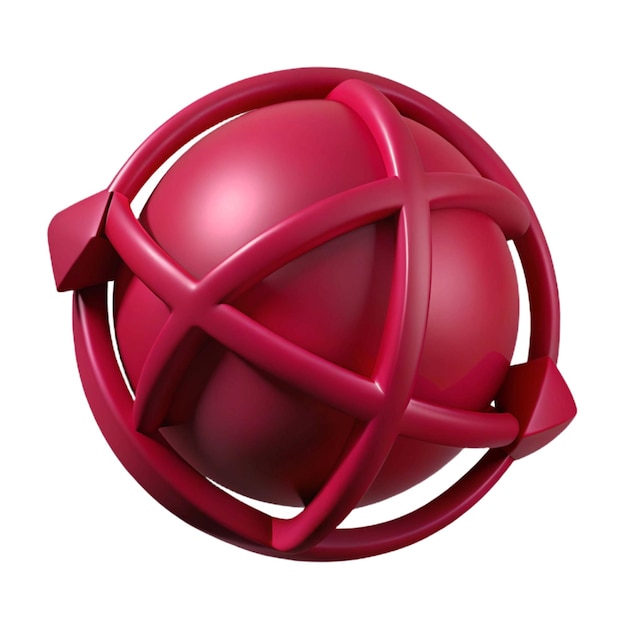 una bola roja con un mango rojo se muestra en un fondo blanco