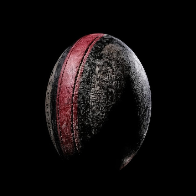 Bola de rugby en el fondo oscuro del estudio