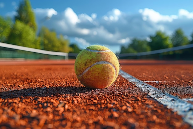 Foto bola de tenis en la cancha de tenis