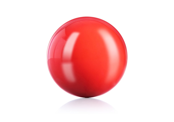 Foto bola vermelha, bola de sinuca isolada em fundo branco