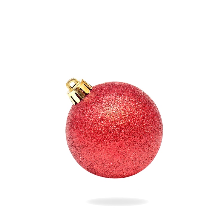 Foto bola vermelha de natal em branco